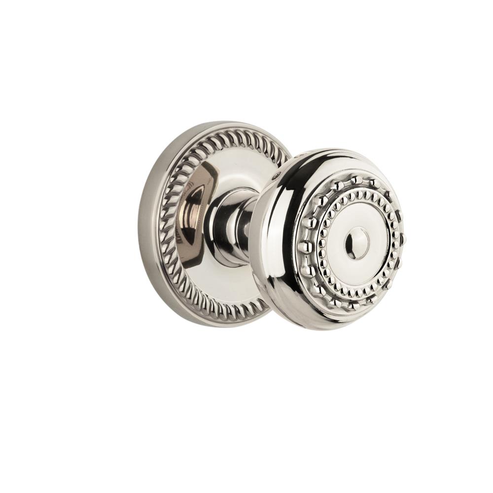 Grandeur by Nostalgic Warehouse NEWPAR Complete Passage Set Without Keyhole - Newport Rosette with Parthenon Knob in Polished Nickel